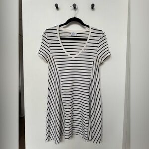 Zara Black and White Striped Mini Tshirt Dress